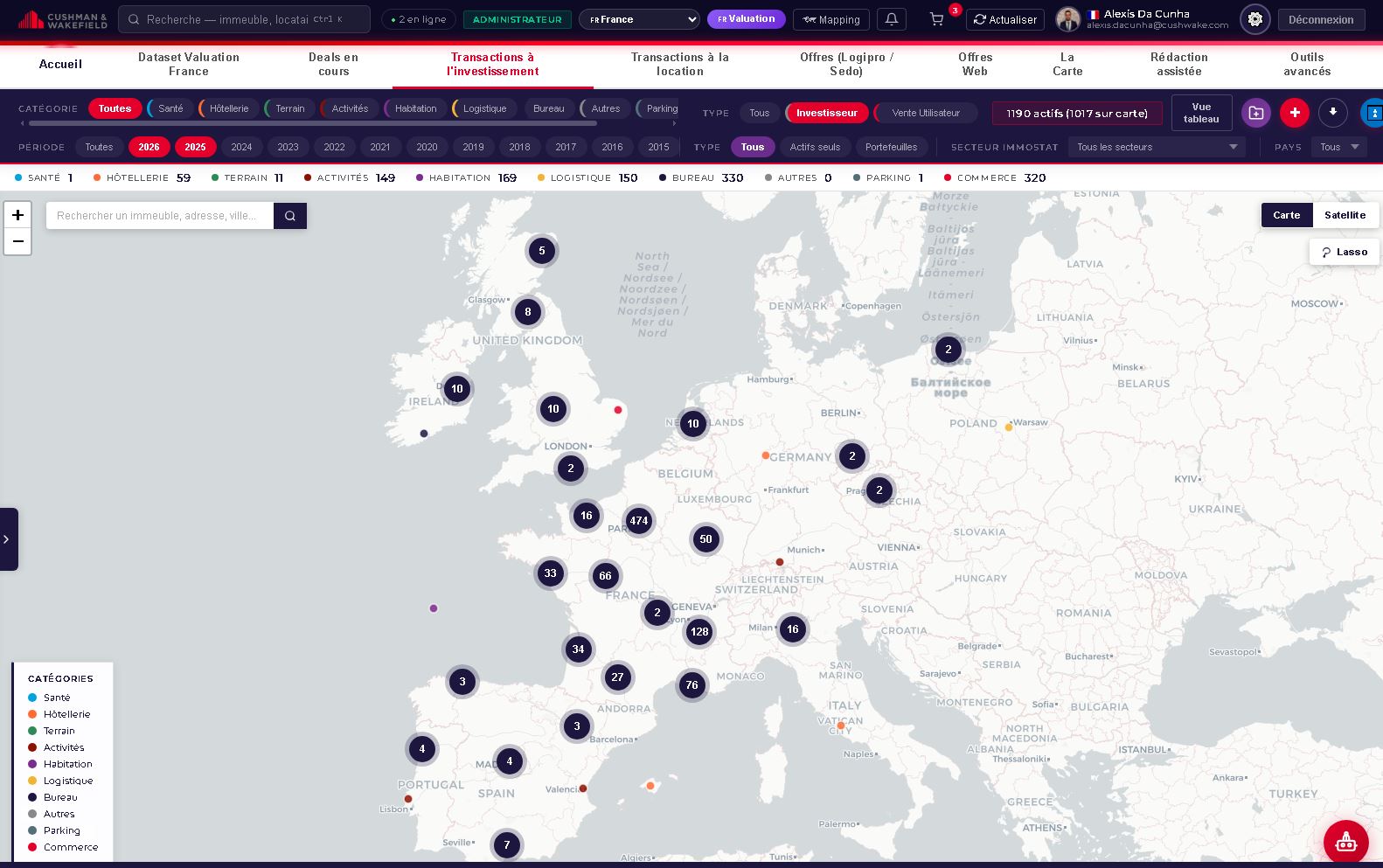 Atlas — carte des comparables