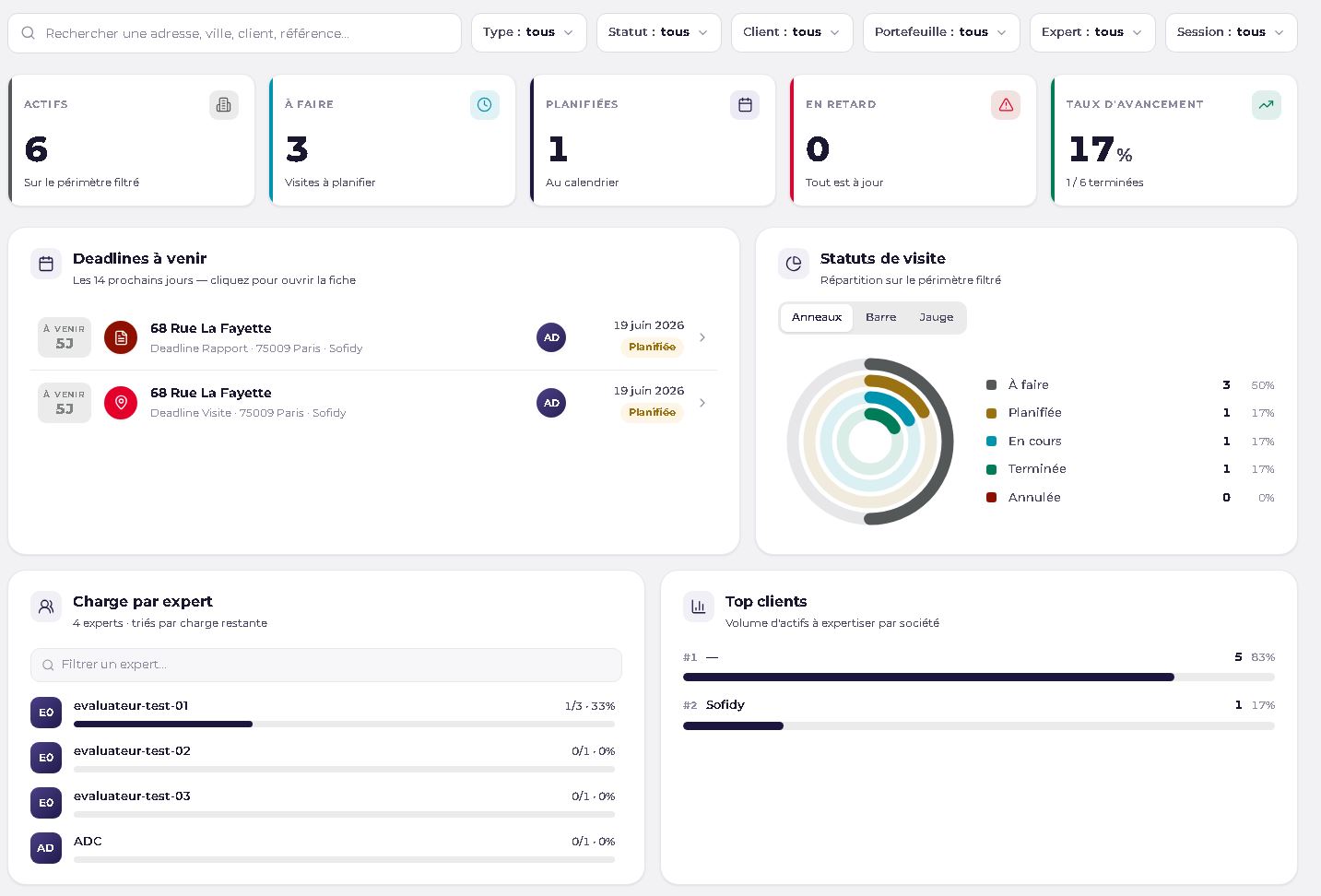 HomeInspect — tableau de bord