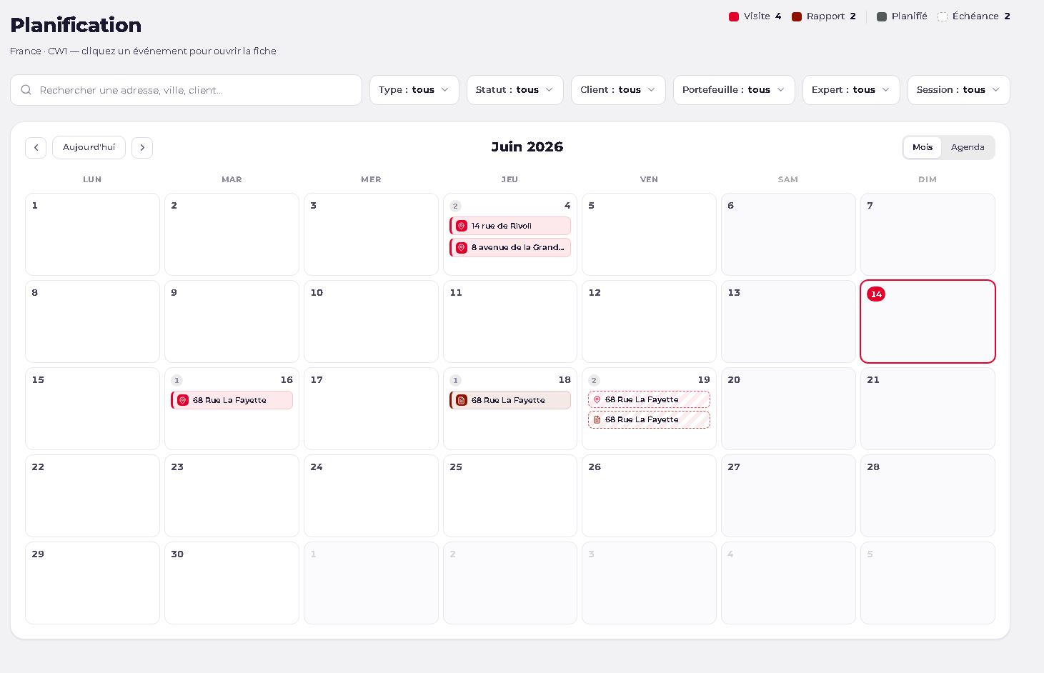 HomeInspect — planification des visites