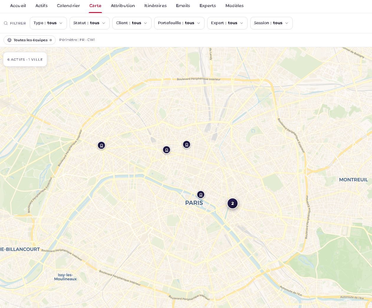 HomeInspect — carte des actifs